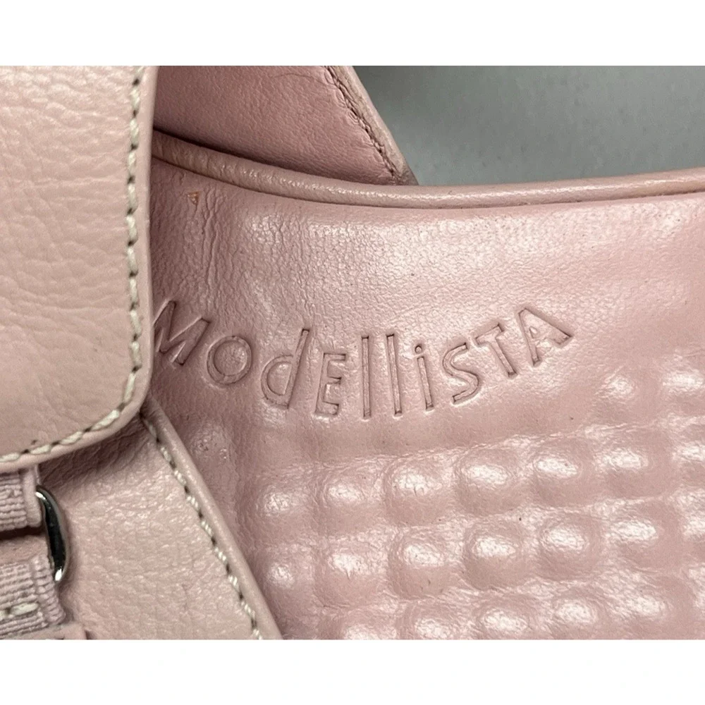 Modellista Leather Morgans Sandals Womens 7.5M Pink Heels Slip on Buckle
